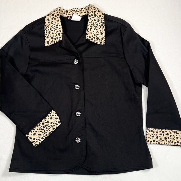 CACTUS FLOWER Women's Vintage‎ Style Animal Print Rhinestoned Button Up Size L - Picture 3 of 12